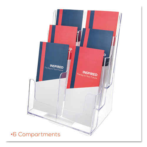 6-compartment Docuholder, Leaflet Size, 9.63w X 6.25d X 12.63h, Clear.
