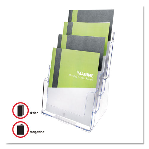 4-compartment Docuholder, Magazine Size, 9.38w X 7d X 13.63h, Clear.