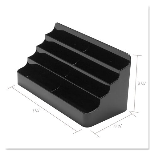 8-tier Recycled Business Card Holder, Holds 400 Cards, 7.88 X 3.88 X 3.38, Plastic, Black.