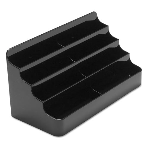8-tier Recycled Business Card Holder, Holds 400 Cards, 7.88 X 3.88 X 3.38, Plastic, Black.