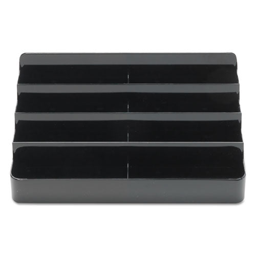 8-tier Recycled Business Card Holder, Holds 400 Cards, 7.88 X 3.88 X 3.38, Plastic, Black.
