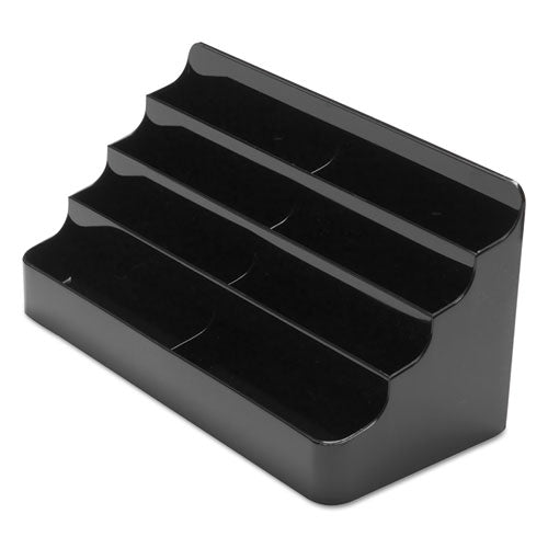 8-tier Recycled Business Card Holder, Holds 400 Cards, 7.88 X 3.88 X 3.38, Plastic, Black.