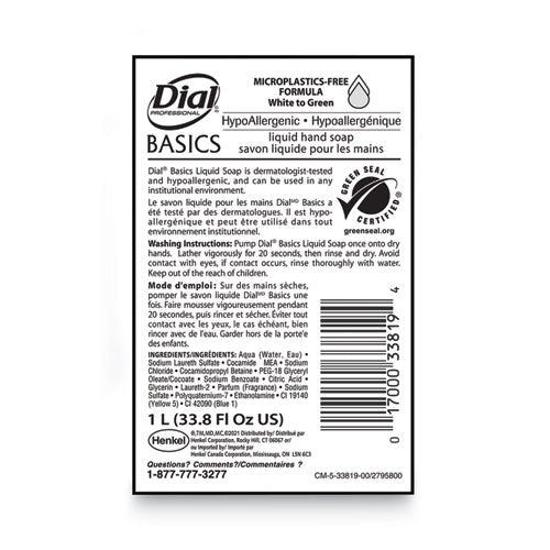 Basics Mp Free Liquid Hand Soap, Unscented, 1 L Refill Bottle, 8/carton.