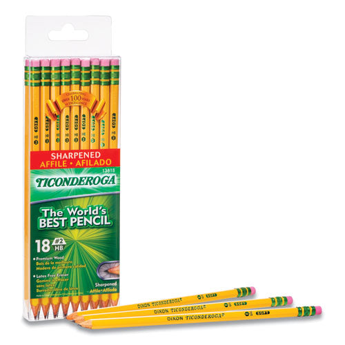 Pre-sharpened Pencil, Hb (#2), Black Lead, Yellow Barrel, 18/pack.