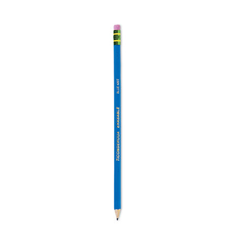 Erasable Colored Pencils, 2.6 Mm, 2b, Blue Lead, Blue Barrel, Dozen.