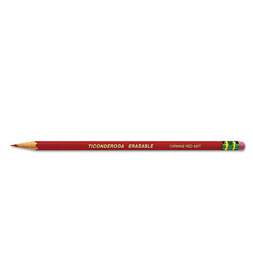 Erasable Colored Pencils, 2.6 Mm, 2b, Carmine Red Lead, Carmine Red Barrel, Dozen.