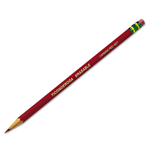 Erasable Colored Pencils, 2.6 Mm, 2b, Carmine Red Lead, Carmine Red Barrel, Dozen.