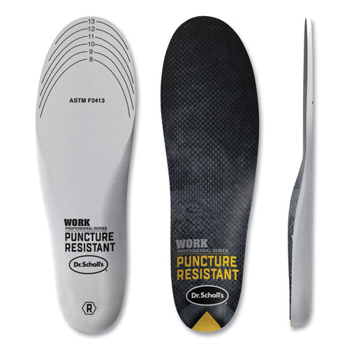 Professional Series Work Puncture Resistant Insoles For Men, Men's Size 8 To 14, Black.