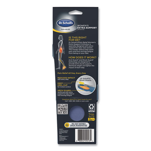 Pain Relief Extra Support Orthotic Insoles, Women Sizes 6 To 11, Gray/blue/orange/yellow, Pair.