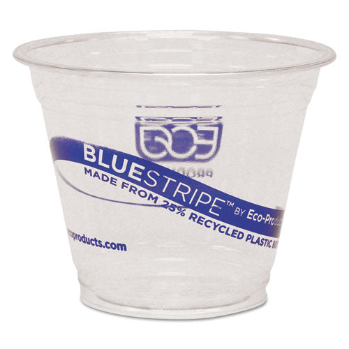 Bluestripe 25% Recycled Content Cold Cups, 9 Oz, Clear/blue, 50/pack, 20 Packs/carton.
