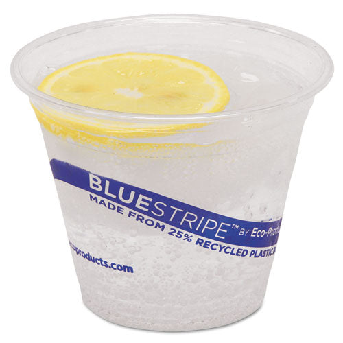Bluestripe 25% Recycled Content Cold Cups, 9 Oz, Clear/blue, 50/pack, 20 Packs/carton.