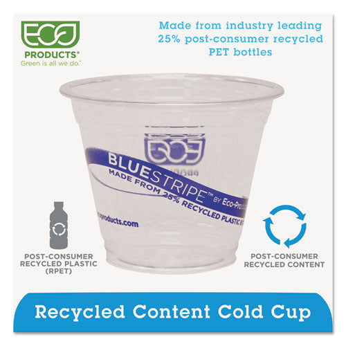Bluestripe 25% Recycled Content Cold Cups, 9 Oz, Clear/blue, 50/pack, 20 Packs/carton.