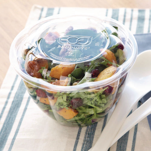 Renewable And Compostable Lids For 24, 32 And 48 Oz Salad Bowls, Clear, Plastic, 300/carton.