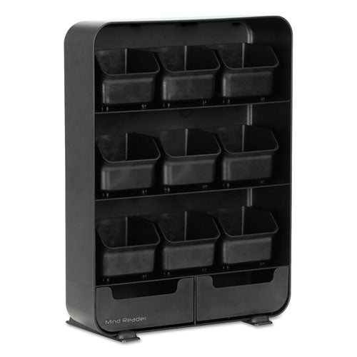 Baggy Nine-drawer Tea Bag And Accessory Holder, 10.24 X 4.33 X 13.11, Black.