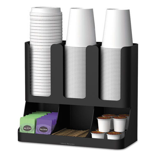 Flume Six-section Upright Coffee Condiment/cup Organizer, 11.5 X 6.5 X 15, Black.