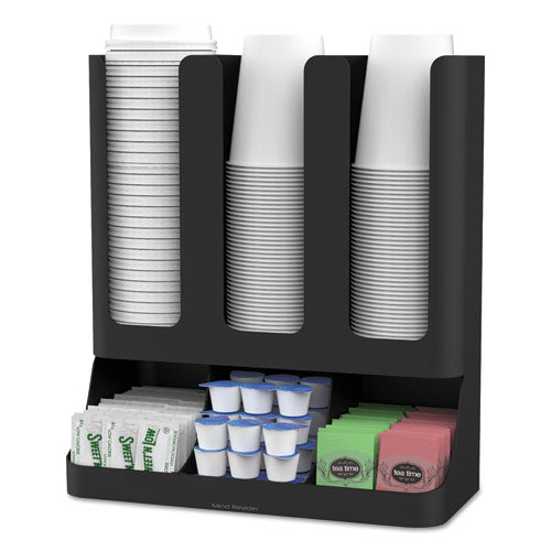 Flume Six-section Upright Coffee Condiment/cup Organizer, 11.5 X 6.5 X 15, Black.