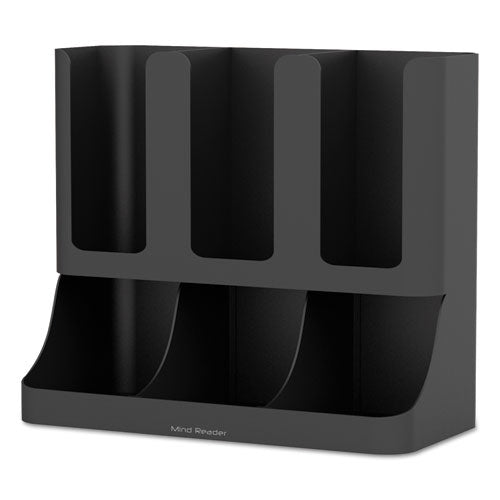 Flume Six-section Upright Coffee Condiment/cup Organizer, 11.5 X 6.5 X 15, Black.