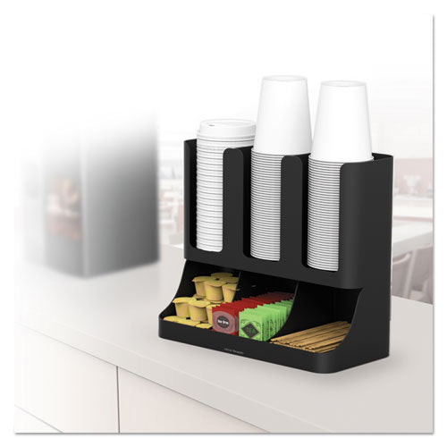 Flume Six-section Upright Coffee Condiment/cup Organizer, 11.5 X 6.5 X 15, Black.