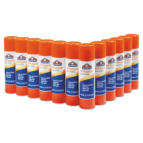 Disappearing Glue Stick, 0.77 Oz, Applies White, Dries Clear, 12/pack