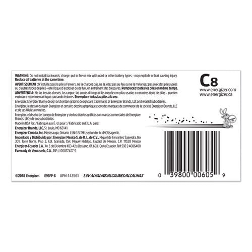Max Alkaline C Batteries, 1.5 V, 8/pack.