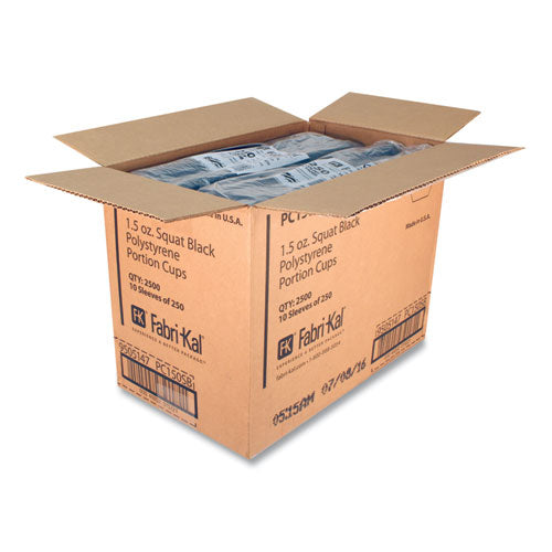 Portion Cups, 1.5 Oz, Squat, Black, 250/sleeve, 10 Sleeves/carton.