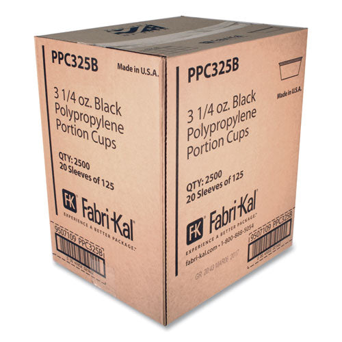 Portion Cups, 3.25 Oz, Black, 250/sleeve, 10 Sleeves/carton.