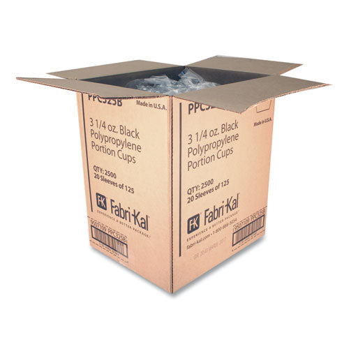 Portion Cups, 3.25 Oz, Black, 250/sleeve, 10 Sleeves/carton.