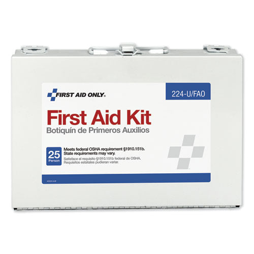 First Aid Kit For 25 People, 104 Pieces, Osha Compliant, Metal Case