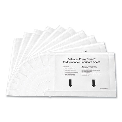 Powershred Performance+ Lubricant Sheets, 8.5 X 6, 10/pack