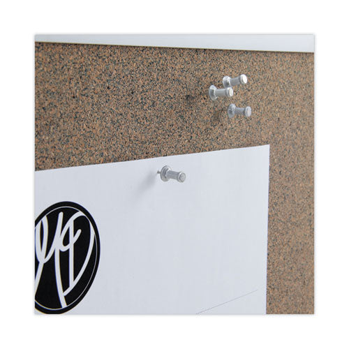 Aluminum Head Push Pins, Aluminum, Silver, 0.63", 100/box.