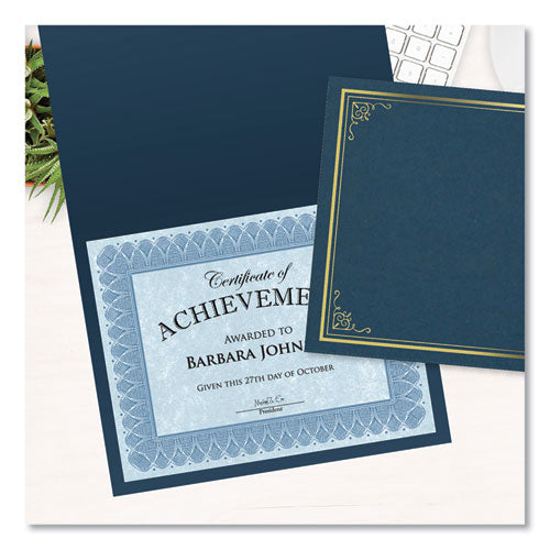 Certificate/document Cover, 9.75' X 12.5", Navy With Gold Foil, 5/pack.