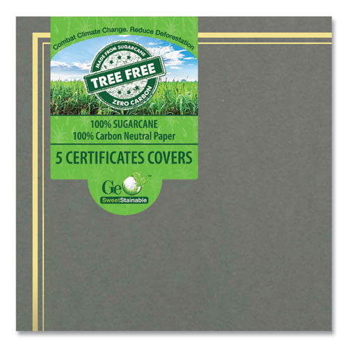 Certificate/document Cover, 9.75" X 12.5", Gray With Gold Foil, 5/pack.