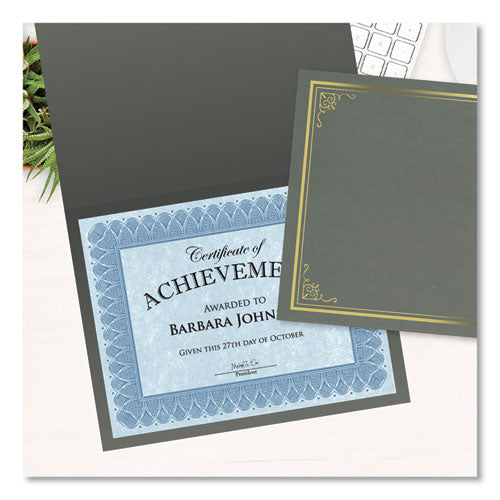 Certificate/document Cover, 9.75" X 12.5", Gray With Gold Foil, 5/pack.