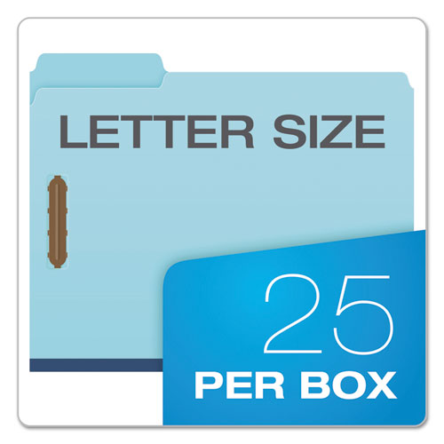 Earthwise By Pendaflex Heavy-duty Pressboard Fastener Folders,2" Expansion, 2 Fasteners, Letter Size, Light Blue, 25/box