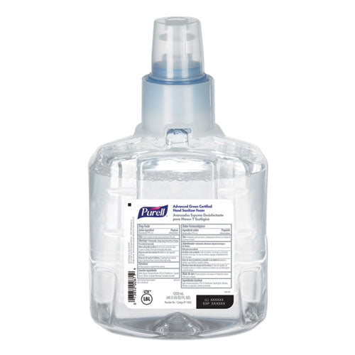 Advanced Hand Sanitizer Green Certified Foam Refill, For Ltx-12 Dispensers, 1,200 Ml, Fragrance-free, 2/carton.
