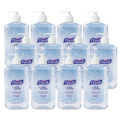 Advanced Hand Sanitizer Refreshing Gel, 20 Oz Pump Bottle, Clean Scent, 12/carton.