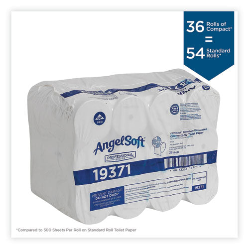 Compact Coreless Bath Tissue, Septic Safe, 2-ply, White, 750 Sheets/roll, 36/carton.