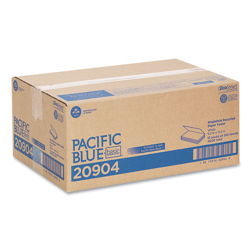 Pacific Blue Basic S-fold Paper Towels, 1-ply, 10.25 X 9.25, White, 250/pack, 16 Packs/carton.