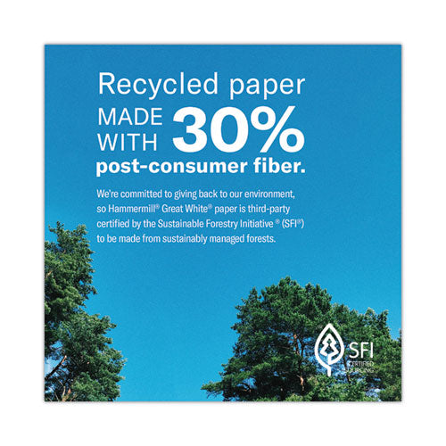 Great White 30 Recycled Print Paper, 92 Bright, 20 Lb Bond Weight, 8.5 X 14, White, 500/ream.