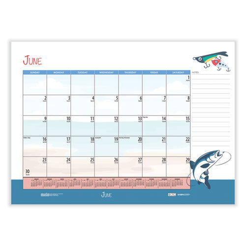 Recycled Desk Pad Calendar, llustrated Seasons Artwork, 22 X 17, Black Binding/corners,12-month (jan To Dec): 2025