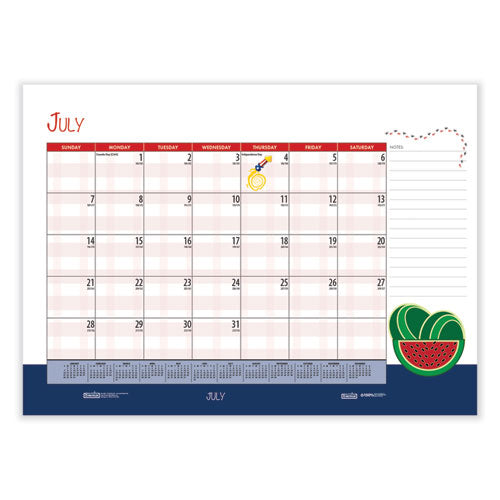 Recycled Desk Pad Calendar, llustrated Seasons Artwork, 22 X 17, Black Binding/corners,12-month (jan To Dec): 2025