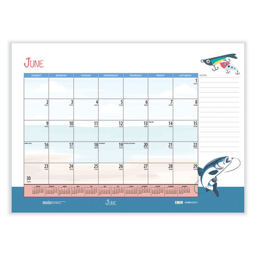 Recycled Desk Pad Calendar, llustrated Seasons Artwork, 22 X 17, Black Binding/corners,12-month (jan To Dec): 2025