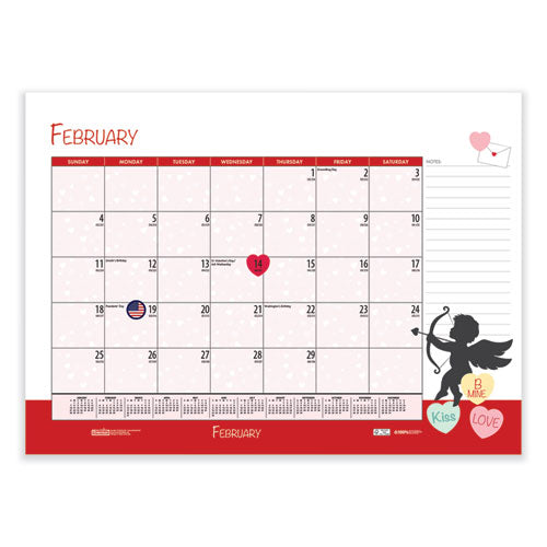 Recycled Desk Pad Calendar, Illustrated Seasons Artwork, 22 X 17, Black Binding/corners,12-month (jan To Dec): 2024