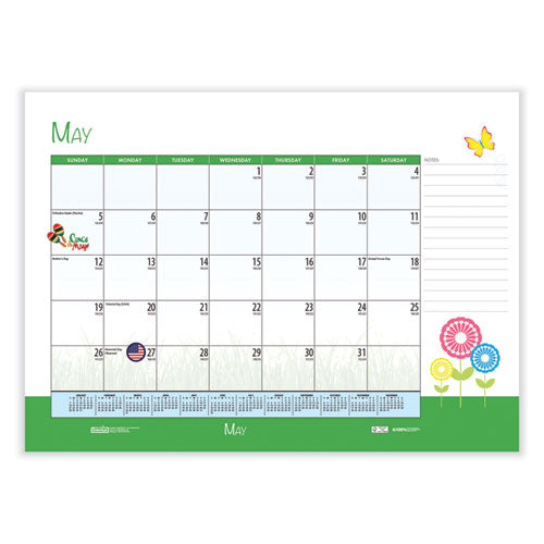 Recycled Desk Pad Calendar, Illustrated Seasons Artwork, 22 X 17, Black Binding/corners,12-month (jan To Dec): 2024