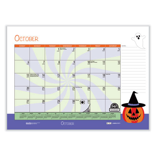 Recycled Desk Pad Calendar, llustrated Seasons Artwork, 22 X 17, Black Binding/corners,12-month (jan To Dec): 2025