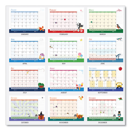 Recycled Desk Pad Calendar, llustrated Seasons Artwork, 22 X 17, Black Binding/corners,12-month (jan To Dec): 2025