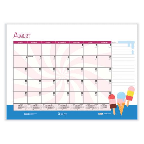 Recycled Desk Pad Calendar, llustrated Seasons Artwork, 22 X 17, Black Binding/corners,12-month (jan To Dec): 2025