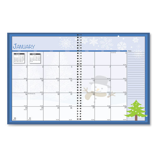 Seasonal Monthly Planner, Illustrated Seasons Artwork,10 X 7, Light Blue Cover, 12-month (jan To Dec): 2025