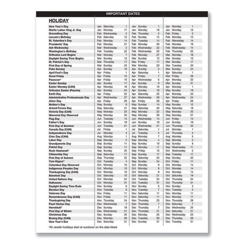 Recycled Weekly Appointment Book Ruled Without Appointment Times,8.75 X 6.88, Black Cover, 12-month (jan To Dec): 2025