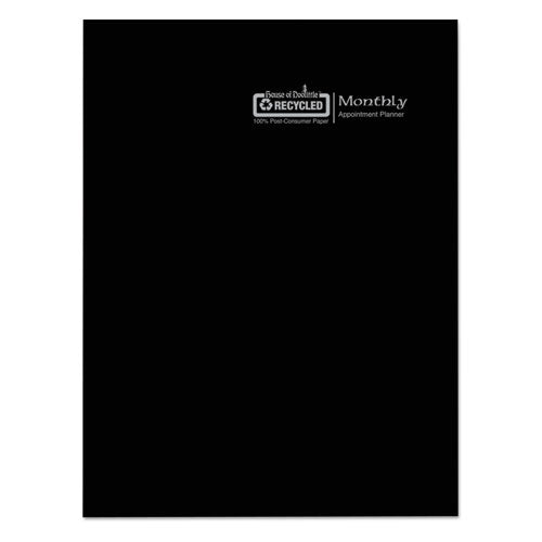 Recycled Ruled 14-month Planner With Leatherette Cover,10 X 7, Black Cover, 14-month: Dec 2024 To Jan 2026